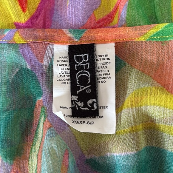 BECCA Costa Printed Bella Belted Floral Vibrant Chiffon Beach Cover Up Size XS - Picture 7 of 8